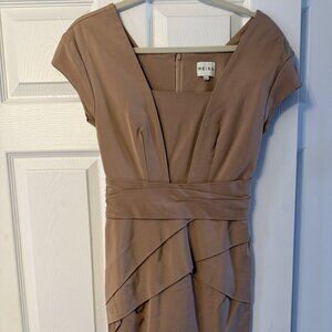 Reiss Tan Bodycon Dress - Cap Sleeve | US 6 UK 10
